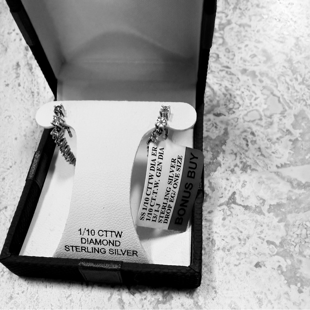 Sterling Silver Diamond Earrings